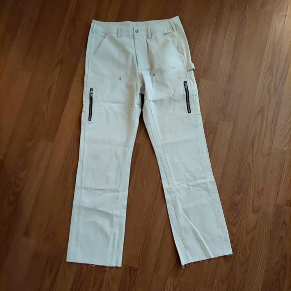 der Traumtanzer women's white cargo pants raw hem high rise size large